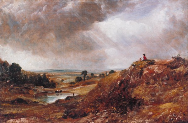 Branch Hill Pond, Hampstead Heath, with a Boy Sitting on by John Constable